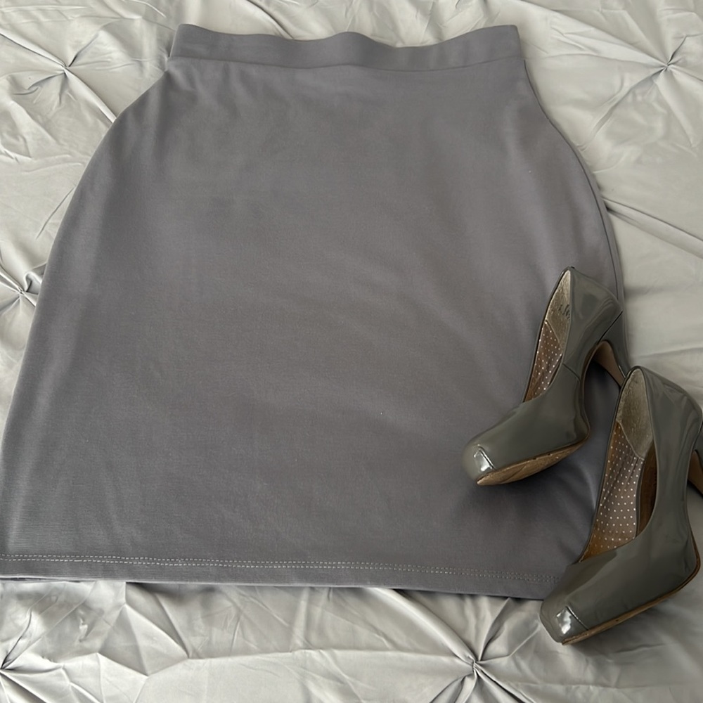 Jupe de Abby, size Large, gray midi skirt